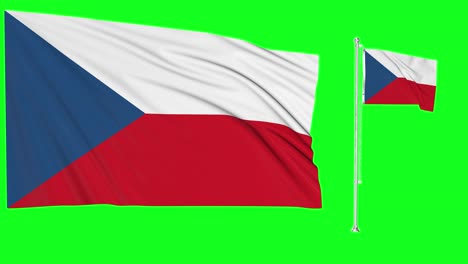 Greenscreen-Schwenkt-Die-Flagge-Oder-Den-Fahnenmast-Der-Tschechischen-Republik
